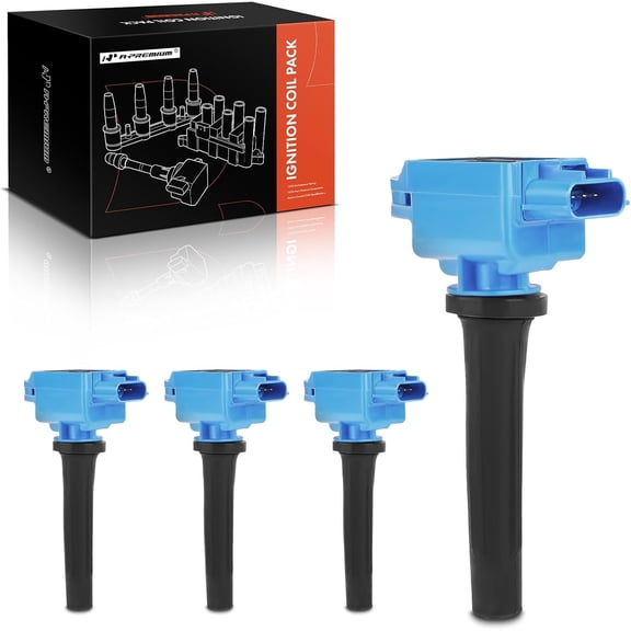 A-Premium Ignition Coil Pack Compatible with Mazda CX-5 2013-2023, 3 2012-2023, 6 2014-2020, CX-9 2016-2023, 5 2017, MX-5 Miata 2016-2023, CX-3 2016-2021, CX-30, 3 Sport, CX-50, Blue, Set of 4