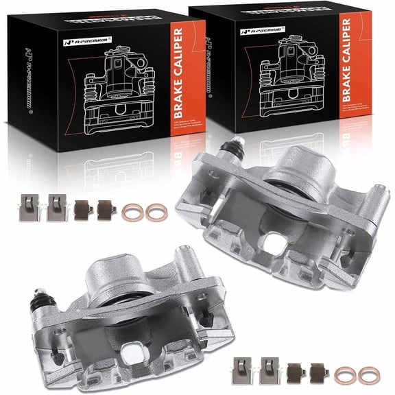 A-Premium Brake Caliper Assembly with Bracket Compatible with Honda Civic 1990-2000 Civic del Sol 1993-1997 CRX 1990-1991 Front Side 2-PC Set