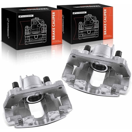 A-Premium Disc Brake Caliper Assembly with Bracket Compatible with Select Volvo Models - S60 2001-2007, S80 1999-2006, V70 2001-2007 - Front Driver and Passenger Side, 2-PC Set