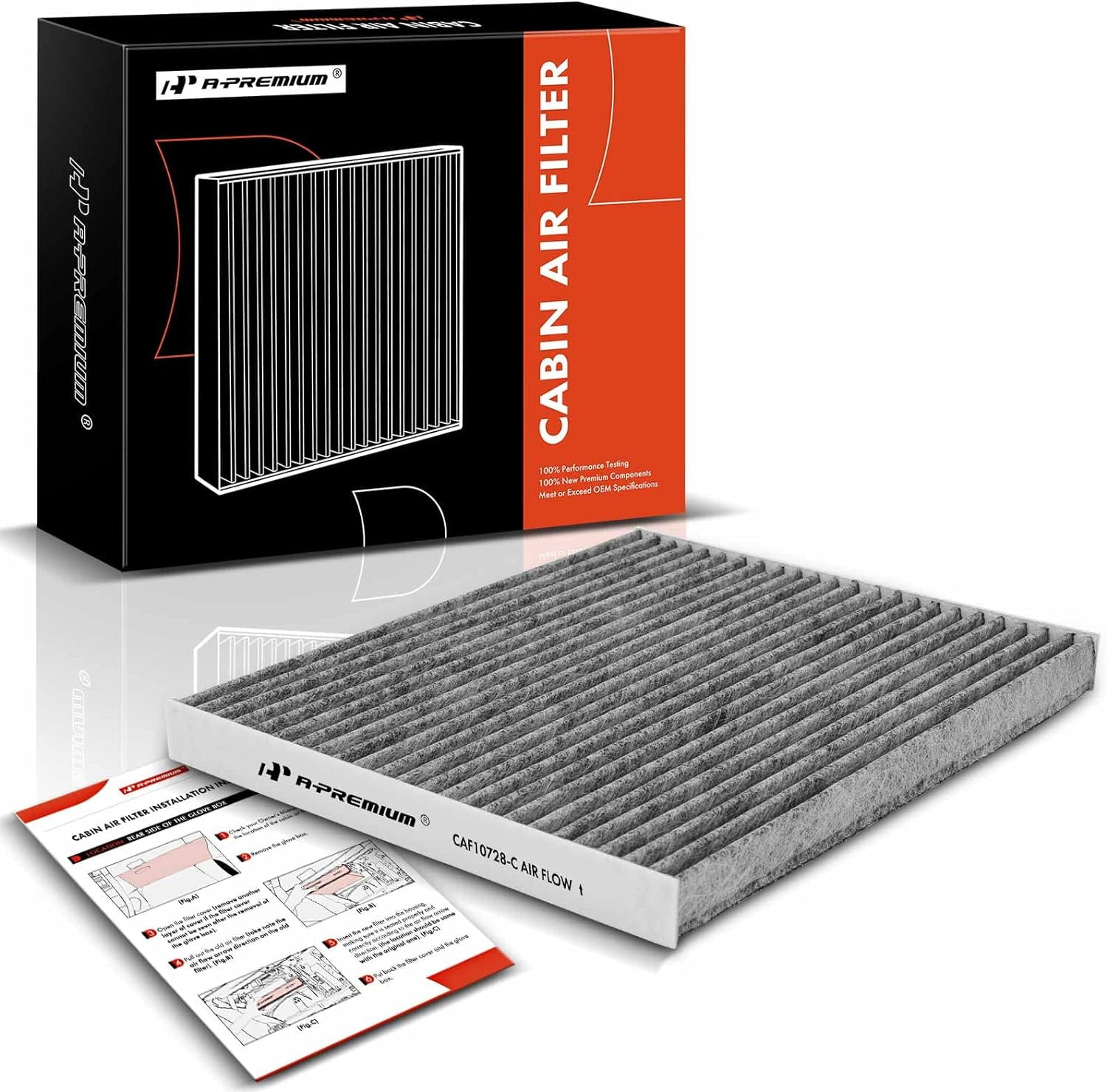 A-Premium Cabin Air Filter with Activated Carbon Compatible with Hyundai, Kia Models - Accent, Elantra, Elantra Coupe, Elantra GT, Forte Koup, Forte5 - Replace CF10728