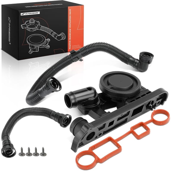 A-Premium With Check Valve PCV Crankcase Vent Valve Breather Hose w/Gasket Kit Compatible with VW Passat 2006 Golf R 2012-2013 & Audi A4 2005-2006/2008 A3 2006 A4 Quattro 2.0L Replace# 06F129101N