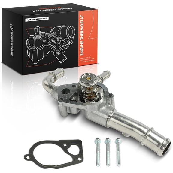 A-Premium Coolant Thermostat Housing Compatible with Chevry Equinox, Impala, Malibu & Terrain & Cadillac SRX, XTS & Pontiac G6, Torrent & Saturn & Buick LaCrosse, with Thermostat, 12638836, 12651113