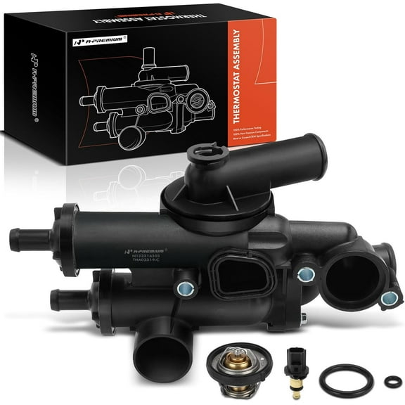A-Premium Coolant Thermostat & Housing w/Temperature Sensor & Seals [DOHC 4Cyl 2.4L] Compatible with Dodge Avenger 08-14 Journey 09-20 & Chrysler 200 11-14 Sebring 07-10, Replace for# 68003582AB