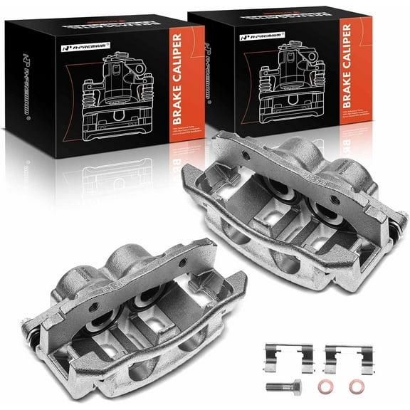 A-Premium Disc Brake Caliper Assembly with Bracket Compatible with Ford Crown Victoria Lincoln Town Car Mercury Grand Marquis 2003-2011 Front Left and Right 2-PC