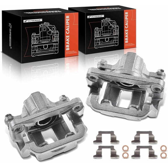 A-Premium Disc Brake Caliper Assembly with Bracket Compatible with Nissan Rogue Leaf 2011-2017 Rear Side 2-PC Set