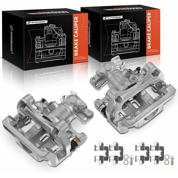 A-Premium Disc Brake Caliper Assembly with Bracket Replacement for Ford Fusion Lincoln MKZ Zephyr Mazda 6 Mercury Milan 2006-2012 Rear Side 2-PC