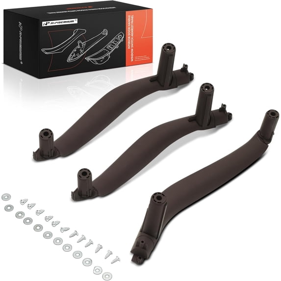 A-Premium Door Armrest Interior Door Pull Handle Trim Compatible with BMW F15 Series X5 2014-2018, F16 Series X6 2015-2019, Driver and Passenger Side, Mocha, 3-PC Set