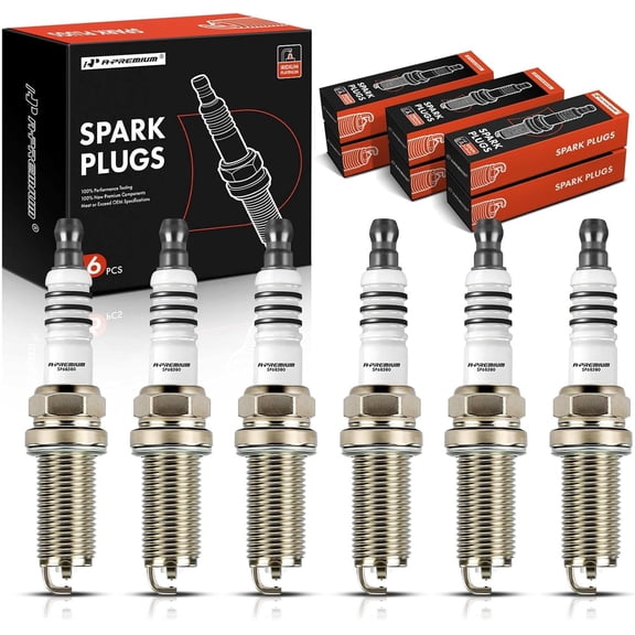 A-Premium Double Iridium Spark Plug Compatible with Lexus IS250 2006-2015, IS300 2016-2017, IS350 2006-2017, GS300 2006, GS350 2007-2011 2013-2015, GS450h 2007-2011, RC300 2016-2017, RC350, Pack of 6