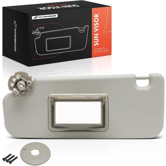 A-Premium Driver Left Side Sun Visor Compatible with Chevrolet Cruze 2011 2012 2013 2014 2015 2016 - with Vanity Mirror, Gray Color - Replaces 95034253, 84126658