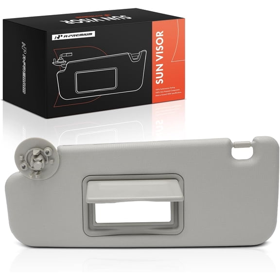 A-Premium Driver Left Side Sun Visor Compatible with Chevy Sonic 2012-2020, Spark 2013-2016 - Without Vanity Light, with Vanity Mirror, Gray Color - Replaces P95327509