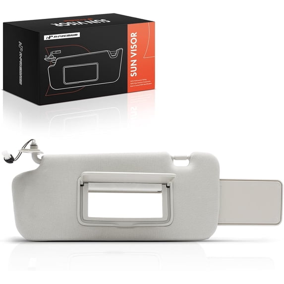 A-Premium Driver Left Side Sun Visor Compatible with Nissan Murano 2009 2010 2011 2012 2013 2014 - with Vanity Mirror, with Vanity Light, with sliding extension, Gray Color - Replaces 964011AA1B