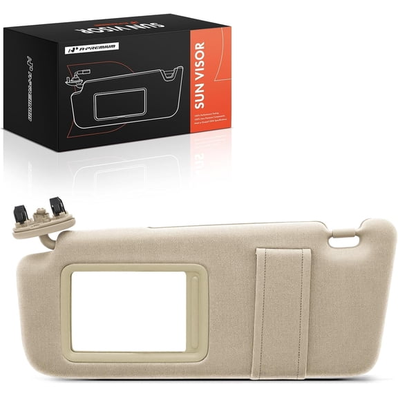 A-Premium Driver Left Side Sun Visor Compatible with Toyota Camry 2007 2008 2009 2010 2011 - with Vanity Mirror, Without Vanity Light, Beige Color - Replaces 74320-06780-E0, 7432006780E0