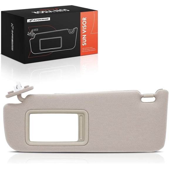 A-Premium Driver Left Side Sun Visor Compatible with Toyota Camry 2012-2017 - with Vanity Light, with Vanity Mirror, Without Sunroof, Beige Color - Replaces 74320-33F40-A0, 74320-06611-A2