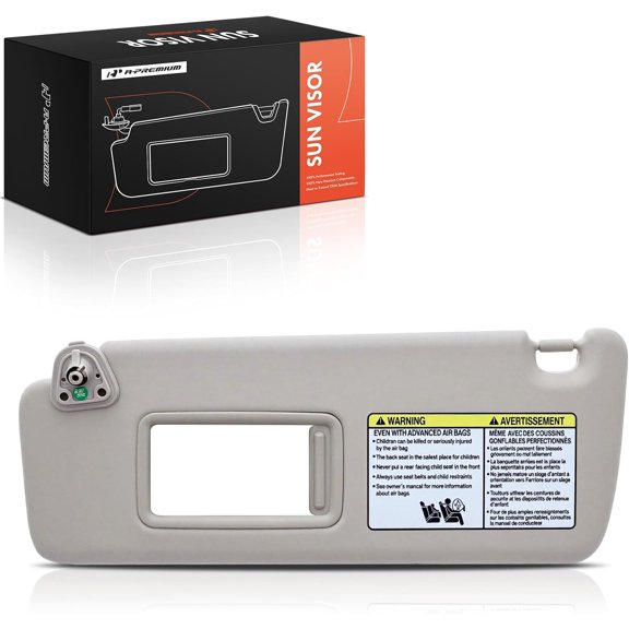 A-Premium Driver Left Side Sun Visor Compatible with Toyota Highlander 2004 2005 2006 2007 - Without Vanity Light, with Vanity Mirror, Without Sunroof, with sliding sun visor extension, Beige Color
