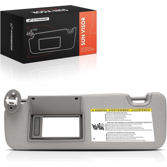 A-Premium Driver Left Side Sun Visor Compatible with Toyota Highlander 2014 2015 2016 2017 2018 2019 - with Vanity Mirror with Vanity Light Gray Color - Replaces 743200E074B0 74320-0E074-B0