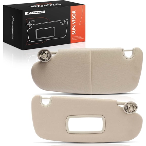 A-Premium Driver & Passenger Sun Visor Compatible with Dodge Ram 1500 2500 3500 2002-2009 - with Vanity Mirror, Without Vanity Light, Beige Color - Replaces 1CT18TL2AA, 1CT17TL2AA