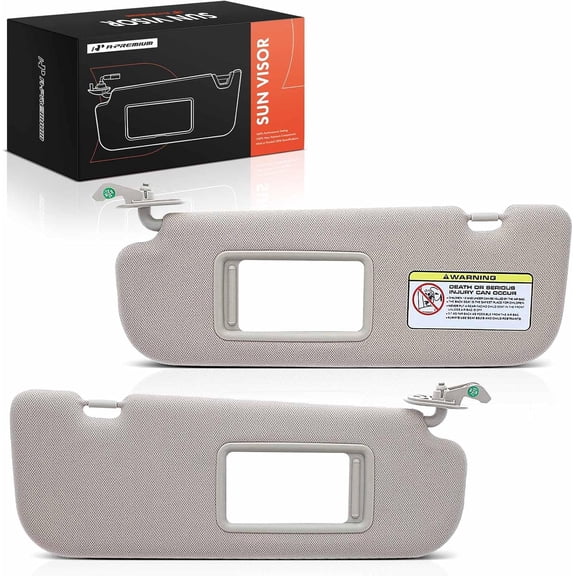 A-Premium Driver & Passenger Sun Visor Compatible with Hyundai Elantra 2011-2015 - Without Vanity Light, with Vanity Mirror, Beige Color - Replaces 852203X000, 852103X000