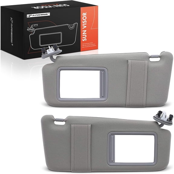 A-Premium Driver & Passenger Sun Visor Compatible with Toyota Camry 2007 2008 2009 2010 2011 - with Vanity Mirror, with Vanity Light, Gray Color - Replaces 74320-06800-B0, 7432006800B0
