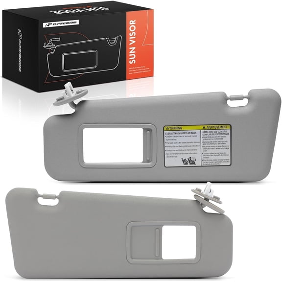 A-Premium Driver & Passenger Sun Visor Compatible with Toyota Highlander | for Highlander 2008-2013, Gray Color, with Vanity Mirror, Replaces 7431048140B1, 7432048180B1, Easy Installation