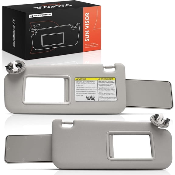 A-Premium Driver & Passenger Sun Visor Compatible with Toyota RAV4 2006 2007 2008 2009 2010 2011 2012 2013 with Vanity Mirror and Sliding Extender Without Sunroof Gray Color - Replaces 7431042452B2