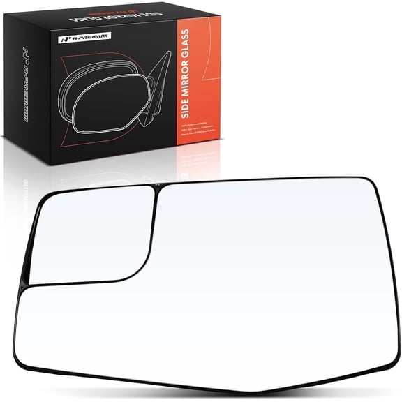 A-Premium Driver Side Heated Mirror Glass with Backing Plate Compatible with Chevrolet Silverado 1500/1500 LTD & GMC Sierra 1500/1500 Limited - Exterior Side View Flat Mirror with Spotter Glass