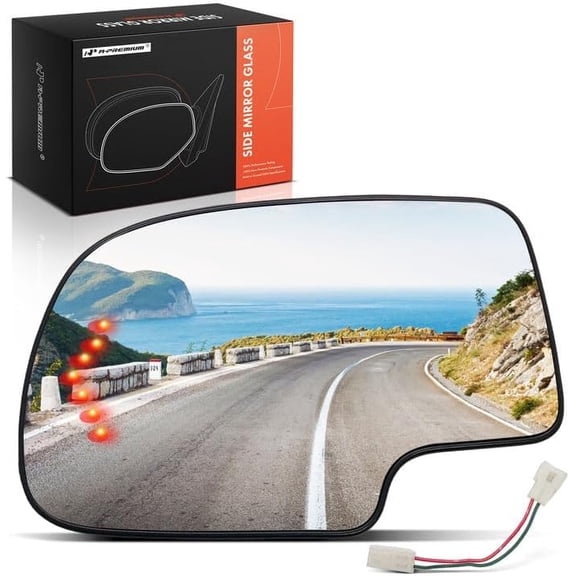 A-Premium Driver Side Heated Mirror Glass - Compatible with 2003-2007 Chevy Silverado, Avalanche, Suburban, Tahoe & GMC Sierra, Yukon & Cadillac Escalade - Exterior Side View Mirror with Turn Signal