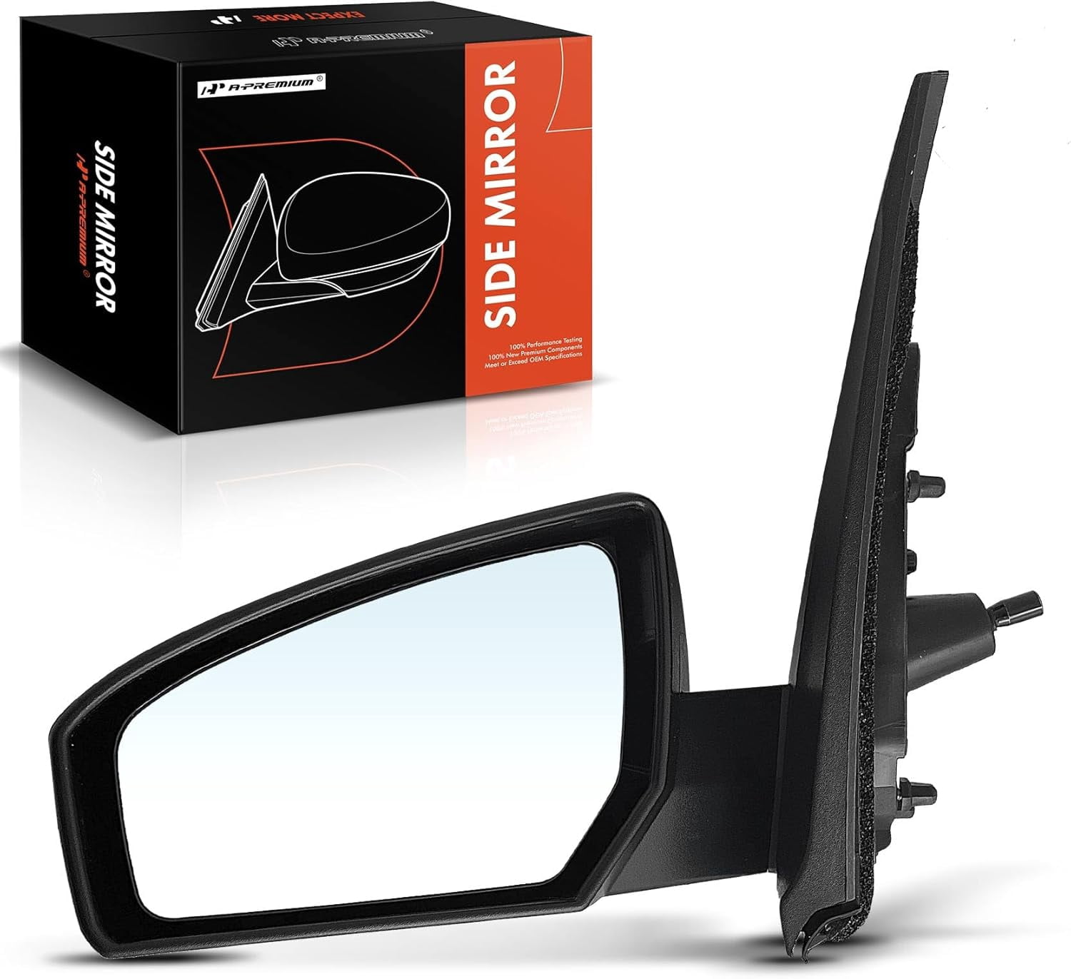 A-Premium Driver Side Manual Door Mirror - Compatible with Nissan Sentra 2007-2012 - Non-Heated Manual Folding Black Outside Rear View Mirror - Replace# 96302ET00E