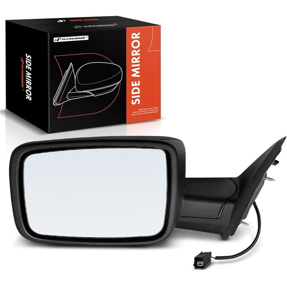 A-Premium Driver Side Manual Door Mirror - Compatible with Ram 1500 2013-2022, 1500 Classic 2019-2022, 2500 3500 2013-2018 - Non-Heated Manual Folding Black Texture - Replace# 68142667AP