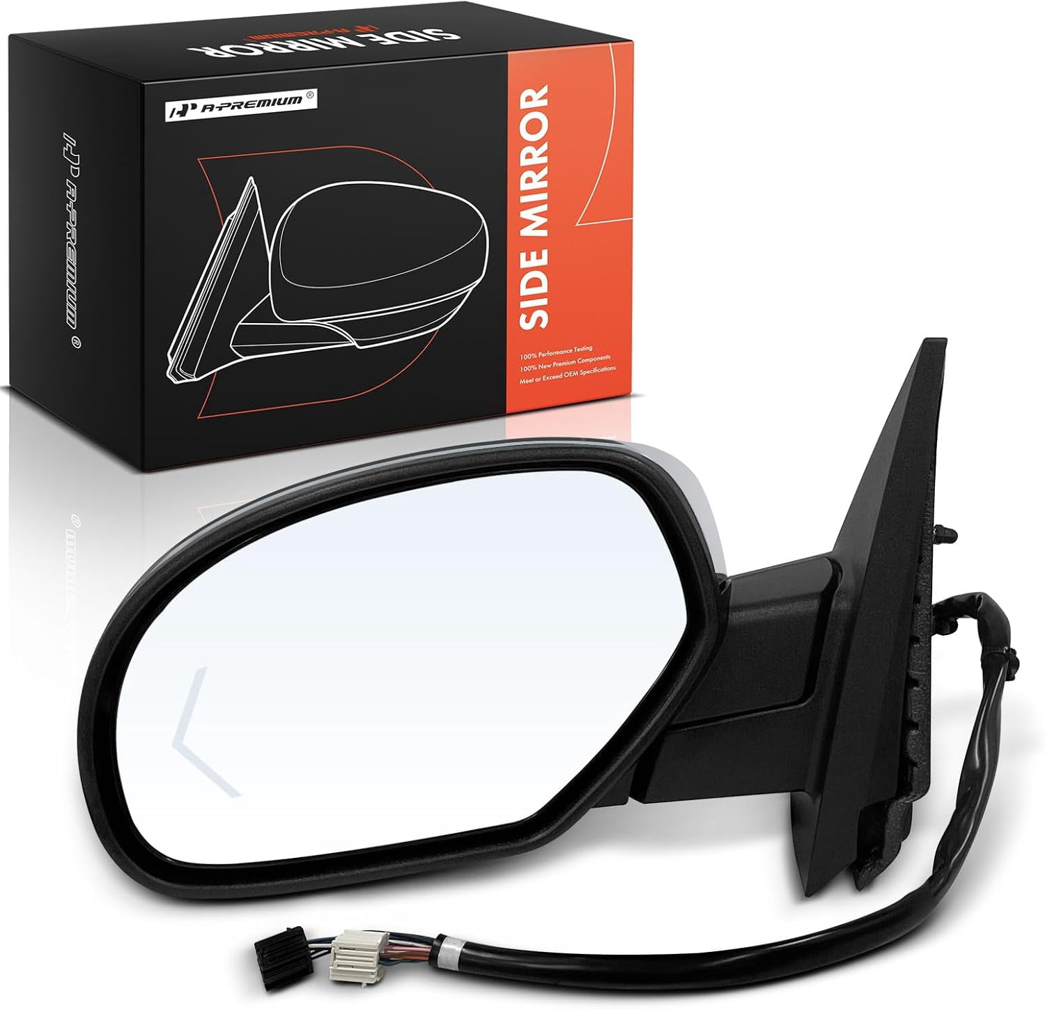 A-Premium Driver Side Power Door Mirror - Compatible with Chevy Silverado 1500, Silverado 2500HD 3500HD & GMC Sierra 1500, Sierra 2500HD 3500HD - Heated Power Folding Chrome Outside Rear View Mirror