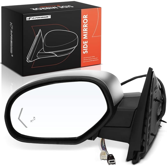 A-Premium Driver Side Power Door Mirror - Compatible with Chevy Tahoe, Suburban 1500 2500 & GMC Yukon - Heated Power Folding w/Blind Spot Detection, Turn Signal, Puddle Light, Memory Function, Chrome