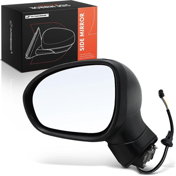 A-Premium Driver Side Power Door Mirror - Compatible with Fiat 500X 2016-2022 - Heated Manual Folding Smooth Black Outside Rear View Mirror w/Turn Signal