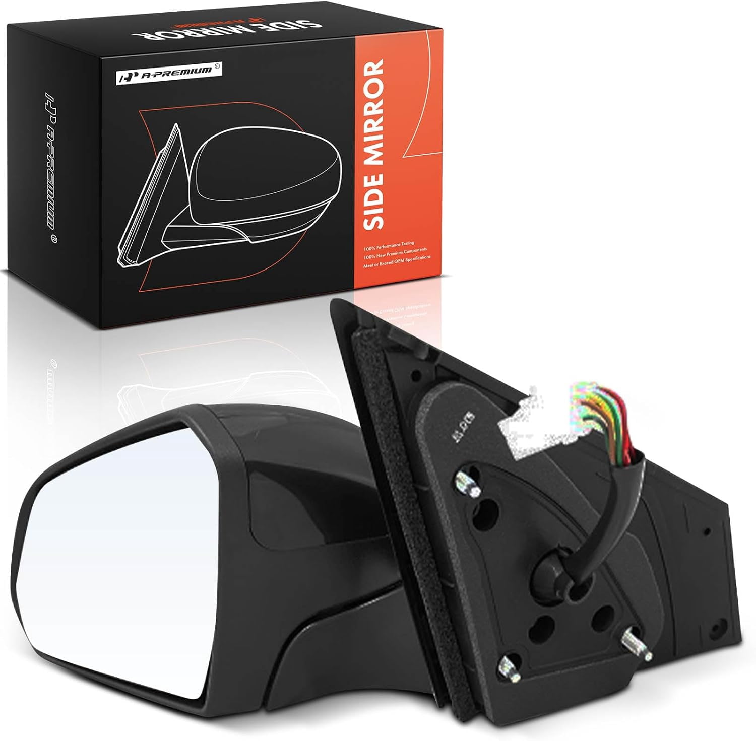 Driver Side View Mirror For Hyundai Sonata 2006-2010 - Manual Folding Heated Power Adjustment Black