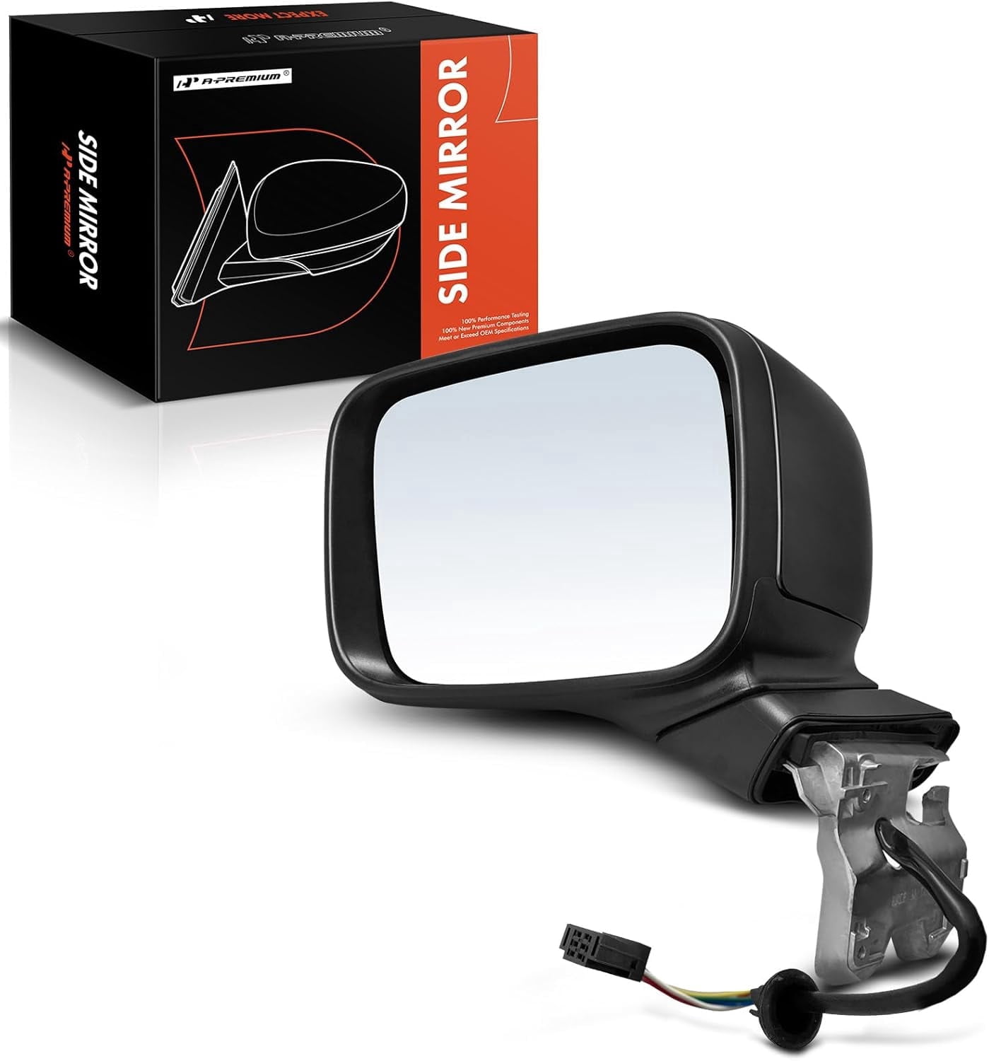 A-Premium Driver Side Power Door Mirror - Compatible with Jeep Renegade 2015-2023 - Heated Manual Folding Smooth Black Outside Rear View Mirror w/Turn Signal - Replace# 5VZ87LXHAA