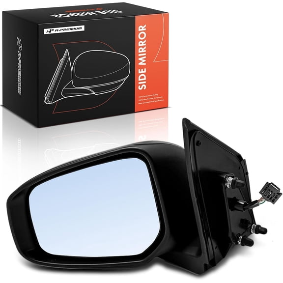 A-Premium Driver Side Power Door Mirror Compatible with Mitsubishi Mirage 2014 - Heated Manual Folding Smooth Black Outside Rear View Mirror with Black Cover