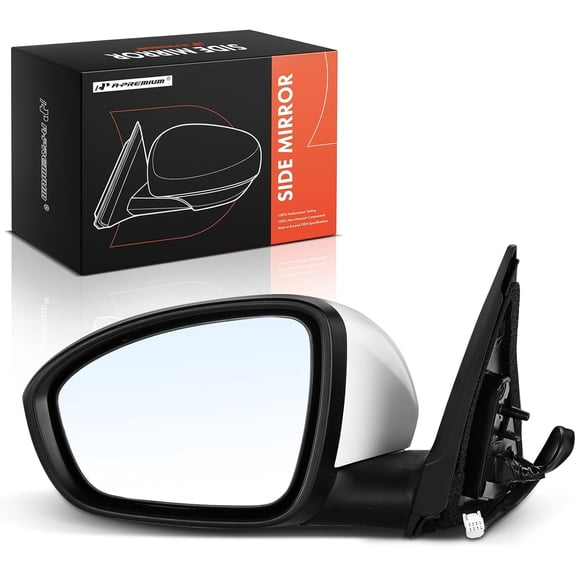 A-Premium Driver Side Power Door Mirror - Compatible with Nissan Sentra S 2020 2021 2022 - Non-Heated Manual Folding Outside Rear View Mirror White (Painted to match)