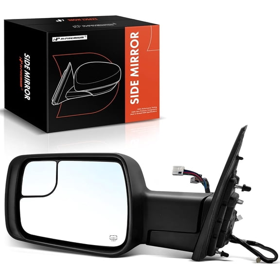 A-Premium Driver Side Power Door Mirror - Compatible with Ram 1500 2019 2020 2021 2022 - Heated Power Folding Chrome Outside Rear View Mirror w/Turn Signal Puddle Light and Blind Spot Glass