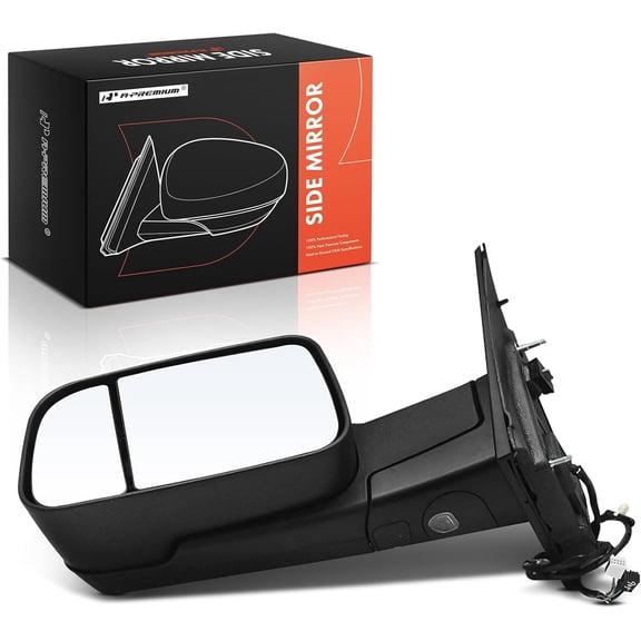 A-Premium Driver Side Power Door Mirror - Compatible with Ram 1500 2019 2020 2021 - Heated Manual Folding Textured Black Outside Rear View Mirror w/Turn Signal Puddle Light and Blind Spot Detection