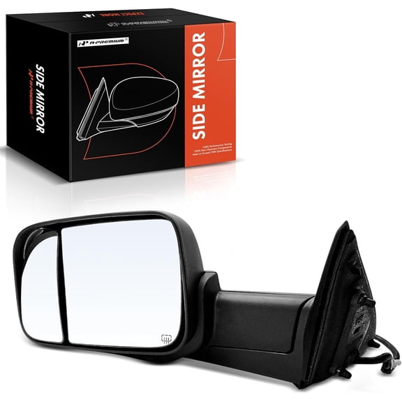 A-Premium Driver Side Power Door Mirror - Compatible with Ram 2500, 3500 2019 2020 2021 2022 - Heated Power Folding Black Outside Rear View Mirror w/Turn Signal Puddle Light
