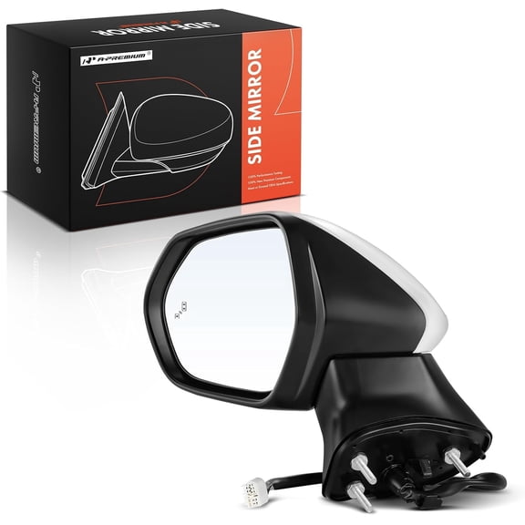 A-Premium Driver Side Power Door Mirror Compatible with Toyota Camry 2018-2024 - Heated Manual Folding w/Turn Signal and Blind Spot Detection Outside Rear View Mirror White (Painted to Match)