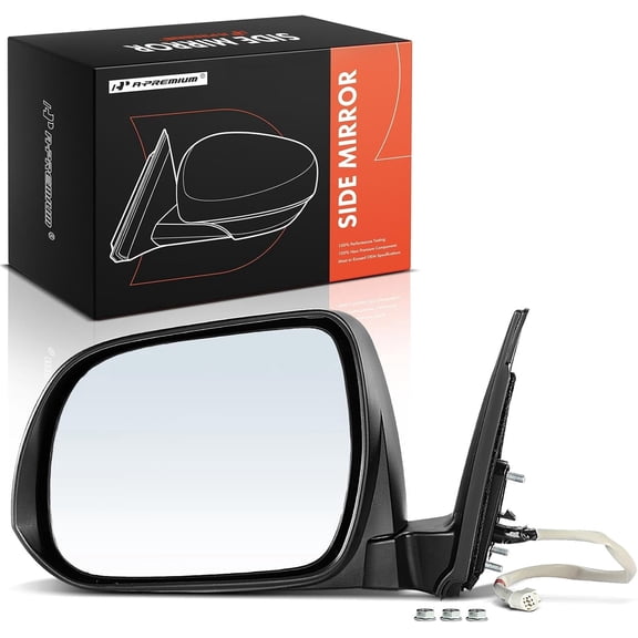 A-Premium Driver Side Power Door Mirror Compatible with Toyota Highlander 2008-2013 - Heated Manual Folding Black Outside Rear View Mirror - Replace# 8794048301, 879400E071