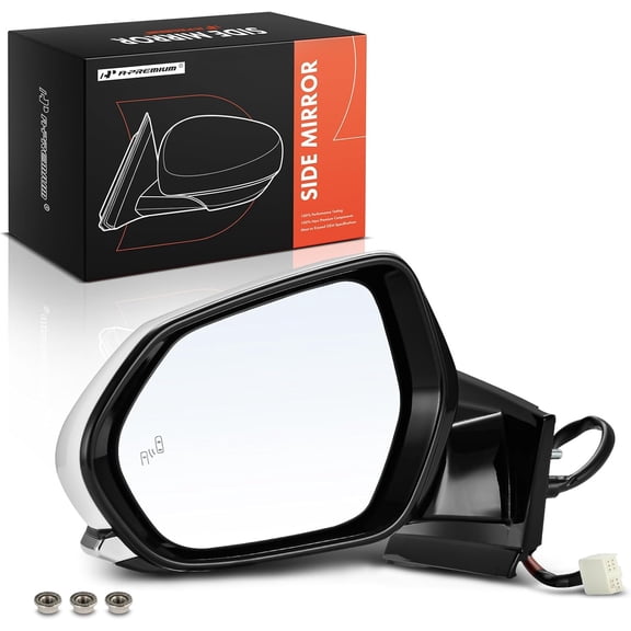 A-Premium Driver Side Power Door Mirror Compatible with Toyota Prius 2016-2022, Prius Prime 2017-2022, Prius AWD-e 2019-2022 - Heated Manual Folding with Blind Spot Detection White (Paint to Match)