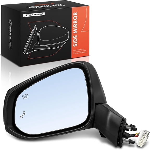 A-Premium Driver Side Power Door Mirror - Compatible with Toyota Sienna 2021 2022 2023 2024 - Heated Manual Folding Black Outside Rear View Mirror with Blind Spot Detection