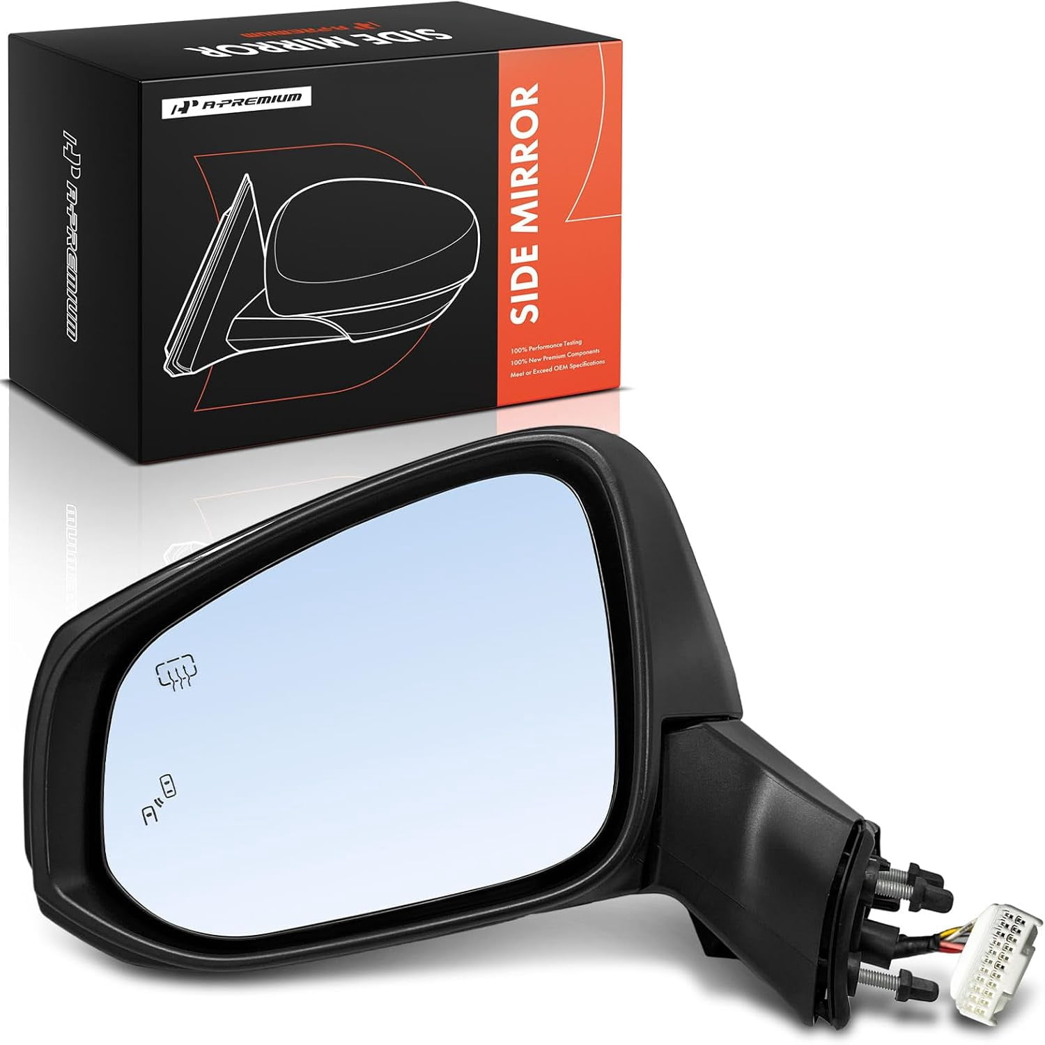 A-Premium Driver Side Power Door Mirror - Compatible with Toyota Sienna 2021 2022 2023 2024 - Heated Manual Folding Black Outside Rear View Mirror with Blind Spot Detection