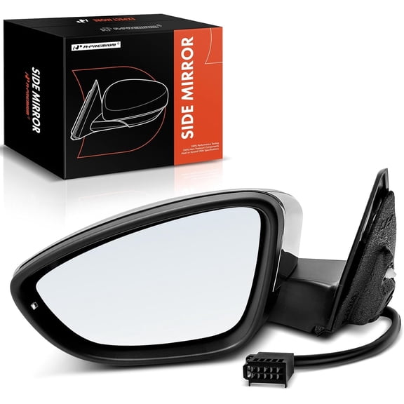 A-Premium Driver Side Power Door Mirror - Compatible with Volkswagen Beetle 2012-2019 - Heated Manual Folding Black and Chrome Outside Rear View Mirror w/Turn Signal - Replace# 5C5857507B9B9