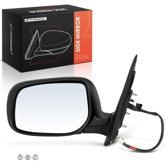 A-Premium Driver Side Door Mirror - Compatible with Toyota Yaris 2007 2008 2009 2010 2011 2012 Sedan - Power Glass Adjustment, Non-Heated, Manual Folding, Black - Outside Rear View Mirror