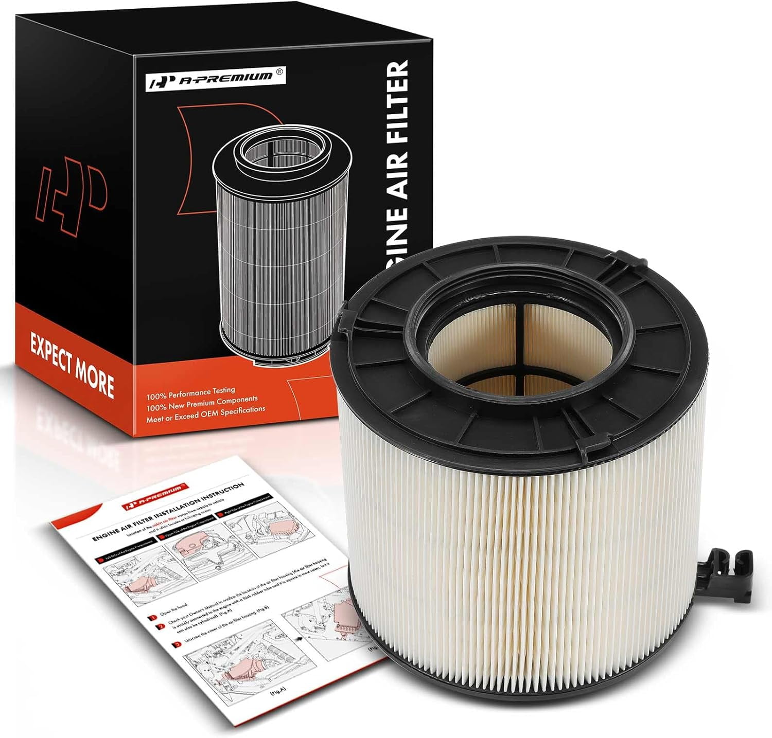 A-Premium Engine Air Filter Compatible with Audi A4, A5, Q5, RS5, S5, S6, S7, SQ5, A4 Quattro, A5 Quattro, 2015-2023, 2.0L 2.9L 3.0L, Replace# AF3630, 8W0133843C