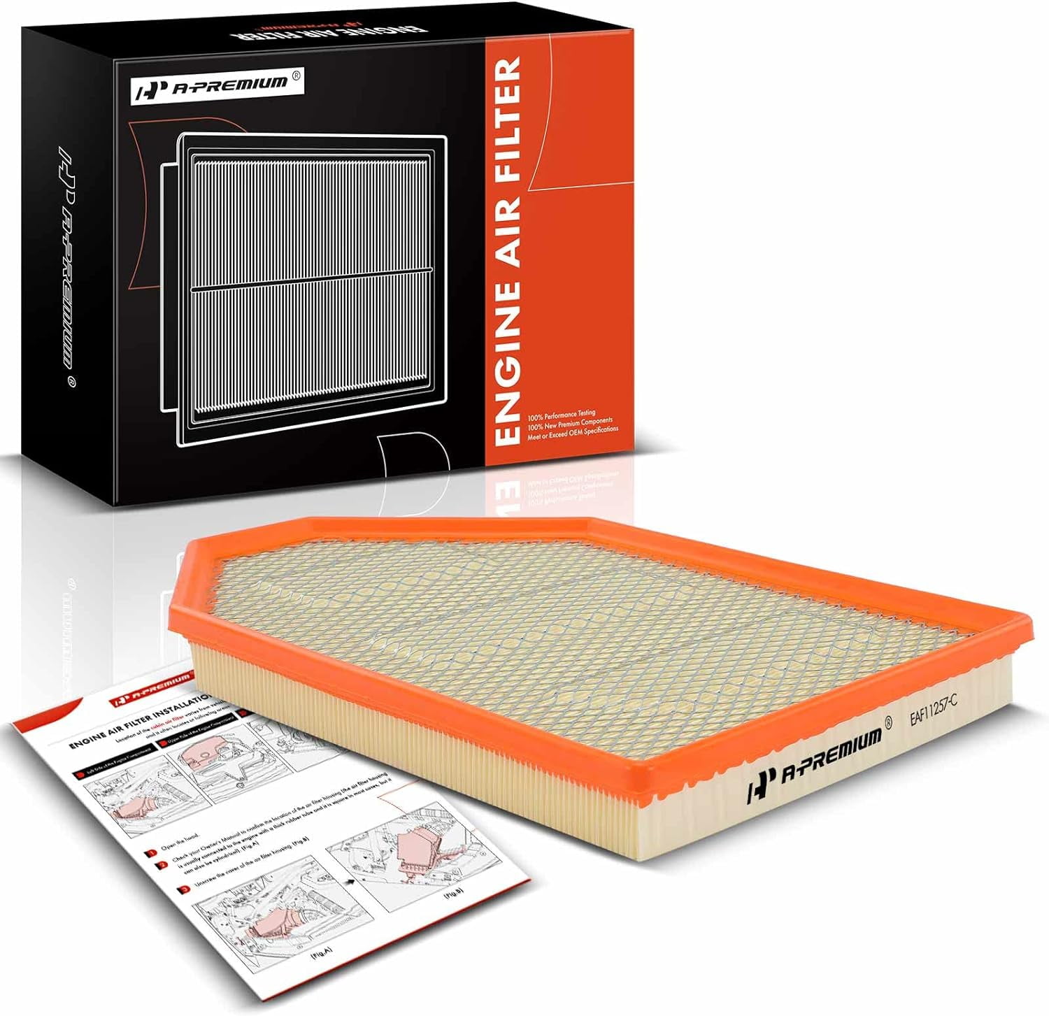 A-Premium Engine Air Filter – Compatible With Cadillac CTS 2004-2007 & Land Rover LR2 2008-2012, Replace# 6G929601AB - View #7