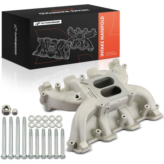 A-Premium Engine Aluminum Dual Plane Mid-Rise Intake Manifold W/Seals & Bolts fits GM LS1 LS2 LS6 Port Head Heads - Compatible with Cadillac CTS & Chevy Camaro 98-02, Corvette 97-07, 8Cyl 5.7L 6.0L