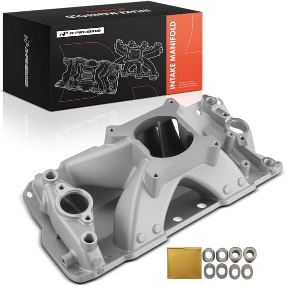 A-Premium Engine Aluminum Small Block (3000-7500 RPM) Single Plane Intake Manifold -1957-1995- Compatible with Chevy, GMC, Buick, Cadillac, Oldsmobile, Fiat & Pontiac - Malibu, Impala, Tahoe, Camaro
