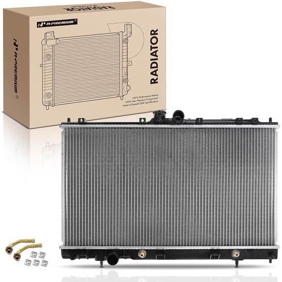 A-Premium Engine Coolant Radiator with Transmission Oil Cooler Compatible with Mitsubishi Lancer 2002-2007 L4 2.0L, Automatic Trans. Replace# MR968857, MR968858